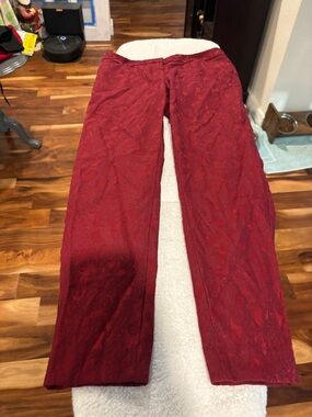 White House Black Market Wine Red Jacquard Pants